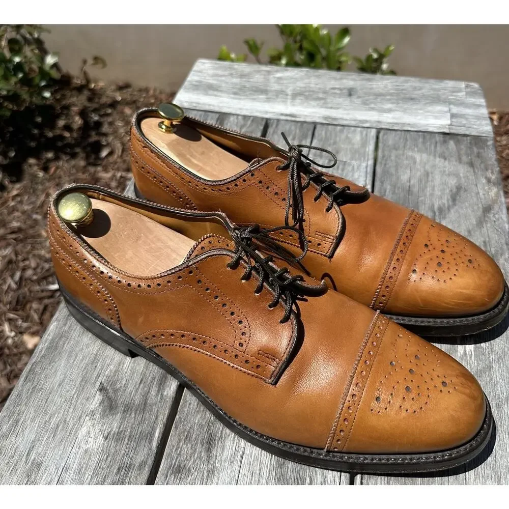 Allen Edmonds Lexington Oxford Brogue Cap-Toe Men Shoes Walnut Brown 12.5 B